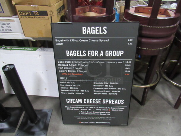 One Heavy Duty Black Metal Menu Board. 24X36 - Image 1 of 1