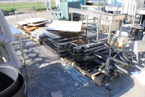 ALL ONE MONEY! FOUR PALLET LOT of Various Tabletops and Table Base Columns