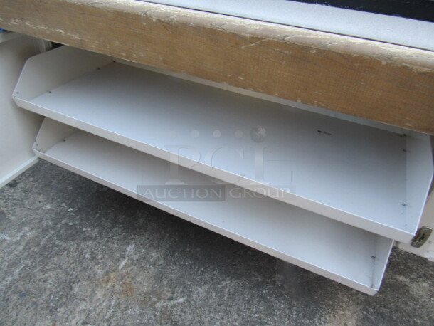 One Glass 2 Door Display Case With Self Closing Doors, On 2 Door Stand With Roll Out Shelves. 42X24X62 - Image 3 of 3
