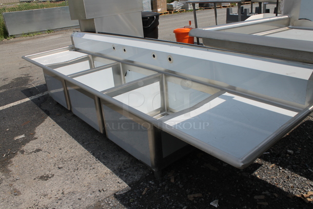 BRAND NEW SCRATCH AND DENT! Regency 600S32424224 124" 16-Gauge Stainless Steel Three Compartment Commercial Sink with 2 Drainboards. Bays 24x24x12. Drain Boards 22x26x1 - Image 11 of 11