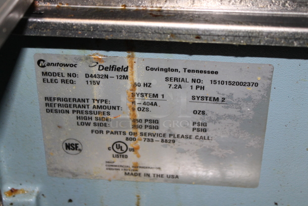 2015 Delfield D4432N-12M Stainless Steel Commercial Sandwich Salad Prep Table Bain Marie Mega Top w/ 2 Drawers. 115 Volts, 1 Phase. Tested and Working! - Image 5 of 6