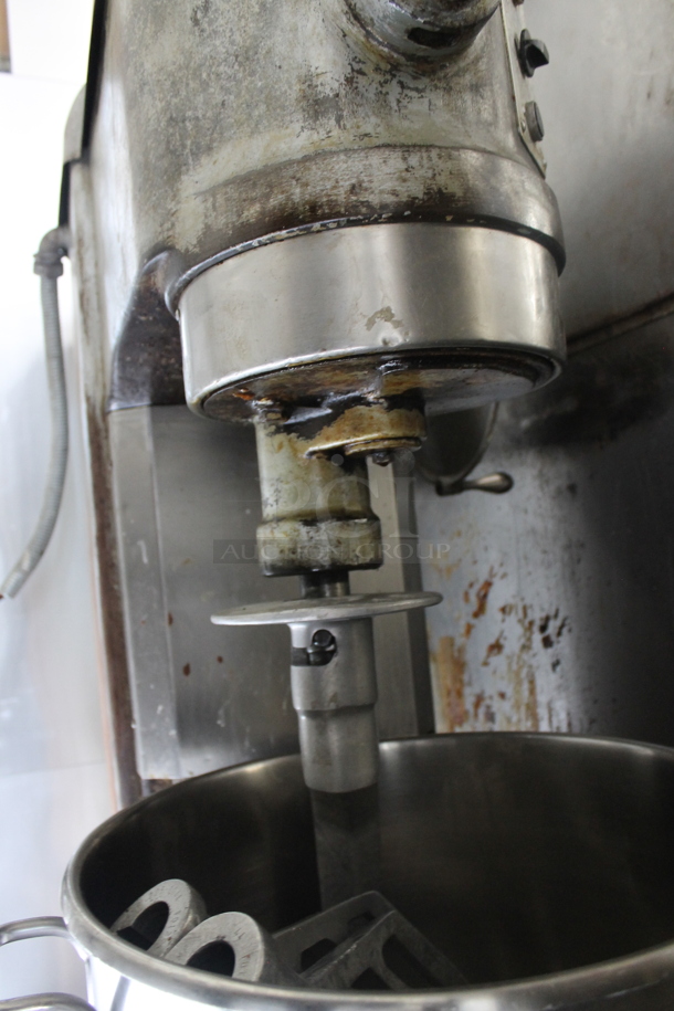 Hobart H-600T Metal Commercial Floor Style 60 Quart Planetary Dough Mixer w/ Stainless Steel Mixing Bowl, Whisk, Dough Hook and 2 Paddle Attachments. 208 Volts, 3 Phase.  - Image 10 of 12