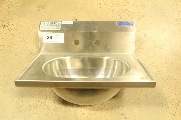 NEW! Select Stainless Commercial Stainless Steel Handsink With Backsplash. 19x15x15