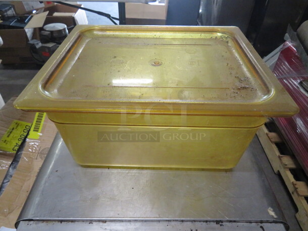 One 1/2 Size 6 Inch Deep Food Storage Container With Lid.