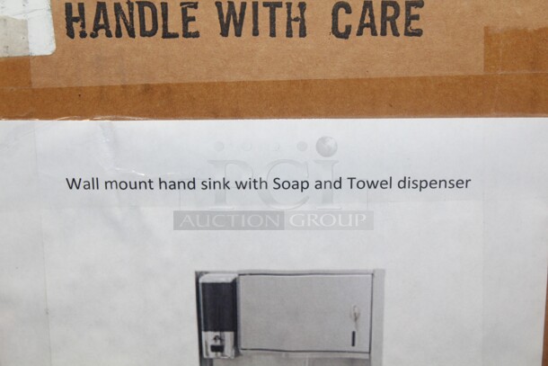 NEW IN BOX! Advance Tabco Model 7-PS-80 Commercial Stainless Steel Hand Sink With Soap And Towel Dispenser And Faucet. 17x15.25x26.5 - Image 2 of 4