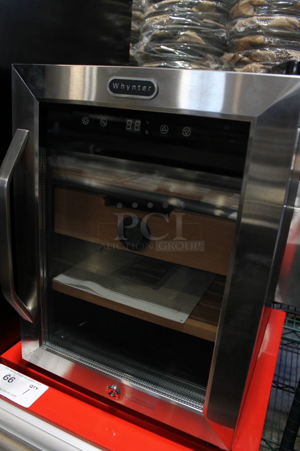 BRAND NEW SCRATCH AND DENT! Whynter CHC-123DS 1.2 cu. ft. Stainless Steel Digital Control and Display Cigar Humidor with Spanish Cedar Shelves. 115 Volt, 1 Phase. Tested and Working! - Image 2 of 5
