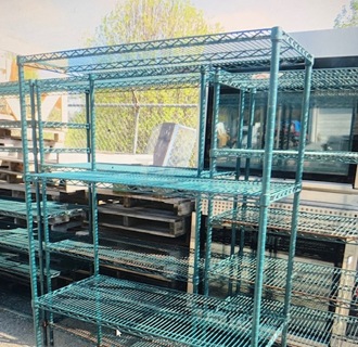 One Green Coated Metro Shelf With 4 Shelves. 48X21X75