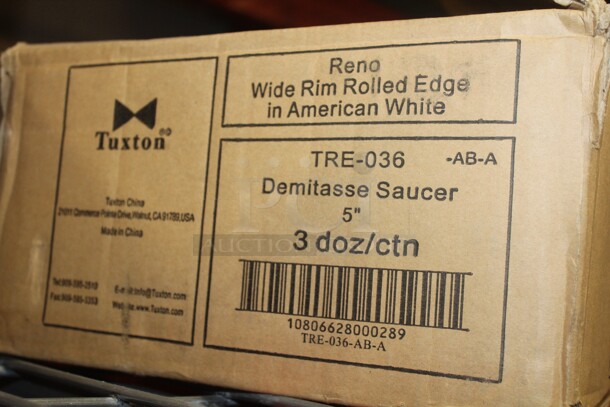 NEW IN BOX! 1 Box (36 Count) Tuxton Reno Demitasse Saucers. 36X Your Bid!  - Image 2 of 2