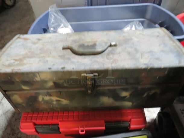 One Metal Tool Box With Assorted Tools. - Image 1 of 2