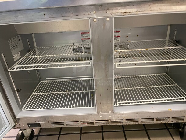 Late Model! Beverage-Air SPE48HC-12 Elite Series 48 inch 2 Door Refrigerated Sandwich Prep Table NSF 115 Volt Tested and Working! 48x29x42 - Image 7 of 8