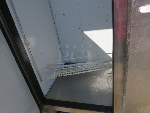 One Beverage Air 2 Door SS Refrigerator With 4 Racks, On Casters. Working Not Cold. Missing Bottom Panel. 115 Volt. Model# KR48-1AS. 54X31X82. $6620.50 - Image 2 of 2