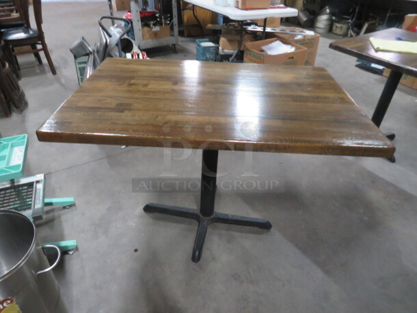 One Rectangular Solid Wooden Table Top On A Pedestal Base. 45X30X29 - Image 1 of 2