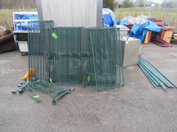 One Green Coated Metro Shelf With 4 Shelves. 48X24X75. Assembly Required. - Image 1 of 1