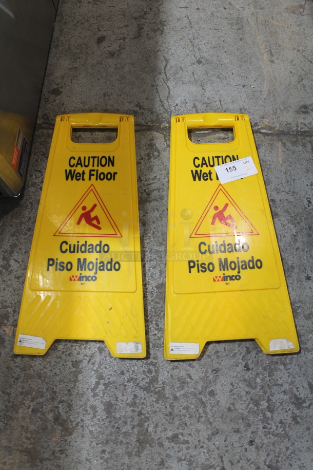 2 Yellow Poly Wet Floor Caution Sign. 2 Times Your Bid!