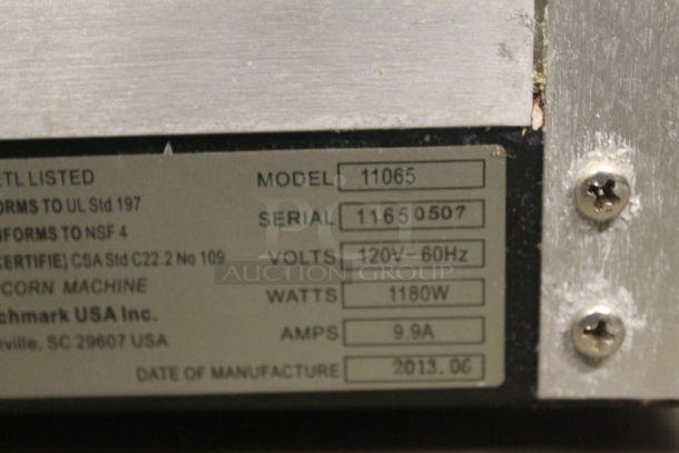 2013 11065 Metal Commercial Countertop Popcorn Machine and Merchandiser. 120 Volts, 1 Phase. Tested and Working! - Image 7 of 7