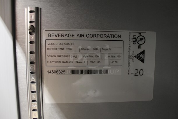 BRAND NEW SCRATCH AND DENT! Beverage Air UCR93AHC Stainless Steel Commercial 3 Door Undercounter Cooler. 115 Volts, 1 Phase. Tested and Working! - Image 10 of 10