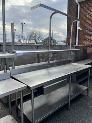 5' Stainless Steel Commercial Table w/  Pot Rack, Over Shelf and Under Shelf. 60x24x89