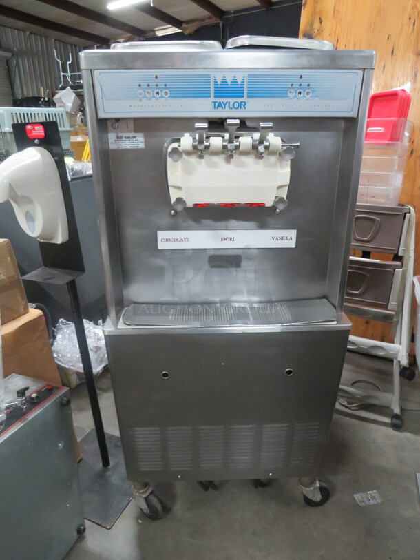 One Taylor 2 Flavor Twist Ice Cream Machine On Casters. Model# 339-27. 208-230 Volt. 1 Phase. 26X33X60