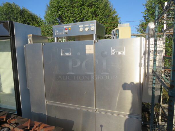 One Meiko 82 Inch Hi Temp Conveyor Dishwasher. Model# K-66ET. 460/208 Volt. 3 Phase.  - Image 1 of 2