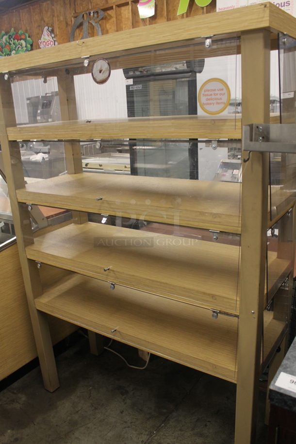 Wood Pattern 5 Tier Shelving Unit w/ Poly Doors. - Image 3 of 6