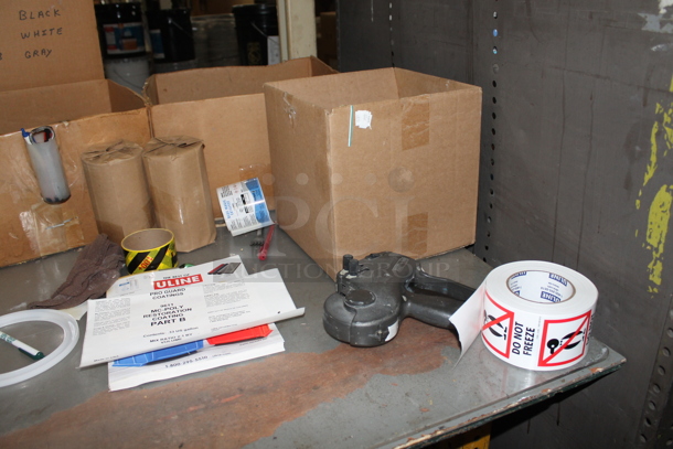 Metal Table w/ Under Shelf, Contents on Commercial Casters and Office Chair. - Image 5 of 10