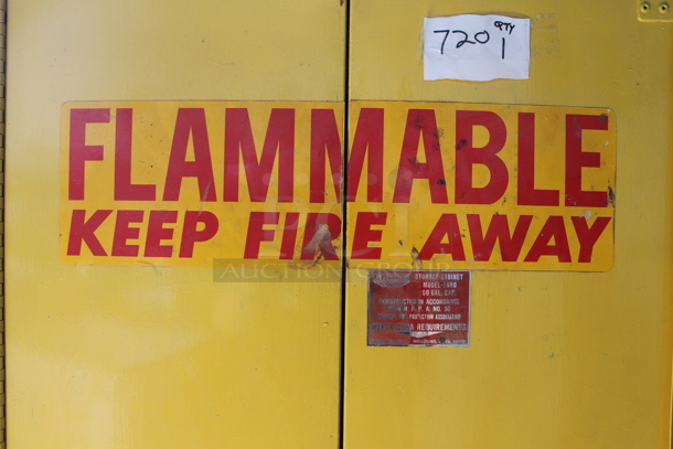 Yellow Metal 2 Door Cabinet w/ Contents. - Image 4 of 7