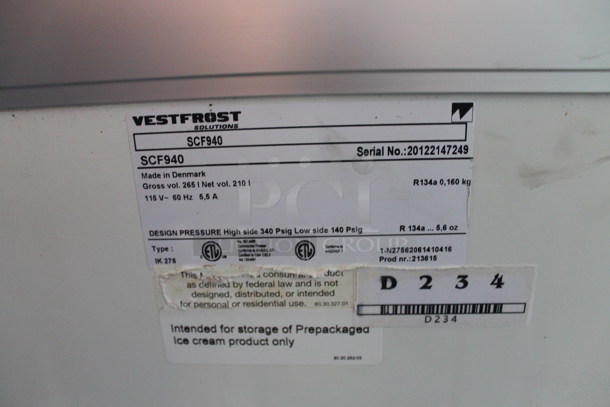 Vestfrost SCF940 Metal Commercial Chest Freezer Merchandiser. 115 Volts, 1 Phase. Tested and Working! - Image 6 of 6
