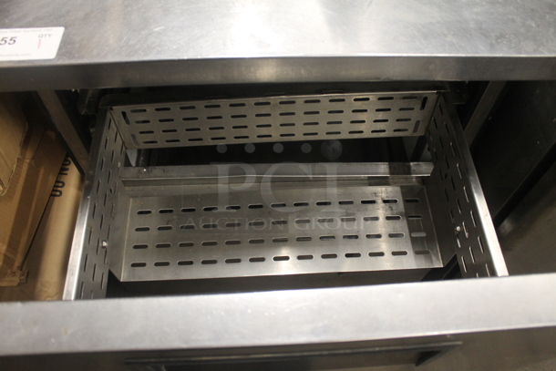 True TSSU-27-08D-2 Stainless Steel Commercial Sandwich Salad Prep Table Bain Marie Mega Top w/ 2 Drawers on Commercial Casters. 115 Volts, 1 Phase. Tested and Working! - Image 5 of 7