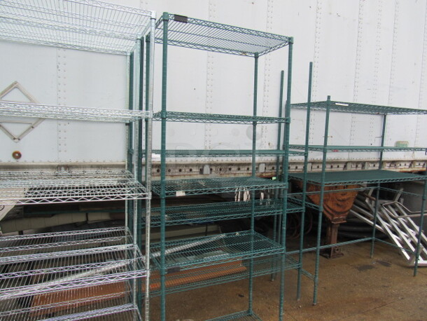 One Green METRO Shelf With 5 Shelves. 36X18X87