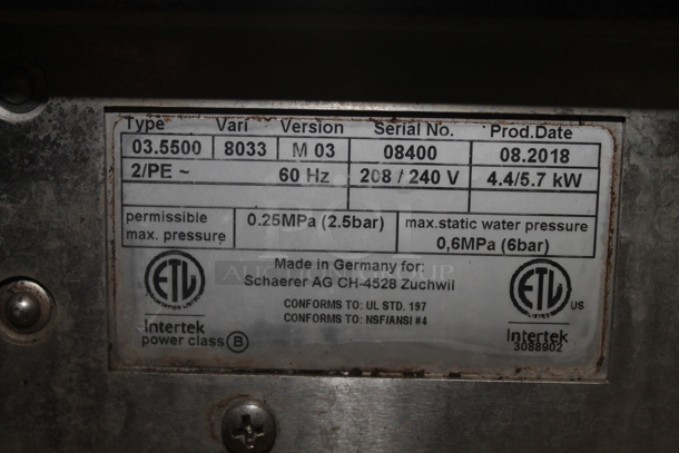 2018 Schaerer Barista Stainless Steel Commercial Countertop 2 Group Espresso Machine w/ 2 Steam Wands and 2 Hoppers. 208 Volts, 1 Phase. - Image 5 of 5