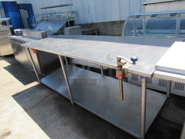 One Stainless Steel Table With Stainless Under Shelf And 10lb Can Opener. 96X36X36