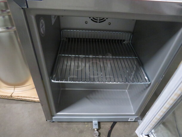 One WORKING RED BULL Countertop Stainless Steel 1 Door Glass Display Refrigerator With 1 Rack And KEYS. Model# SMALL. 110-120 Volt. 13.5X16X17 - Image 2 of 3