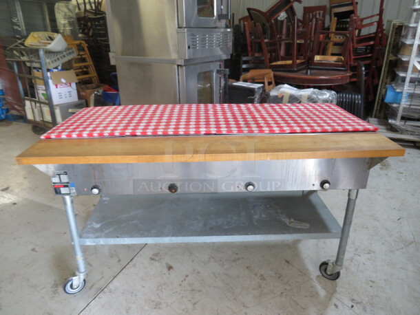 One Eagle 4 Well Steam Table With Under Shelf, Butcher Block Cutting Board, And Optional Board To Use AS A Table. Model# DHT4-240. 240 Volt. 3000 Watt. 63.5X31X39 - Image 4 of 4