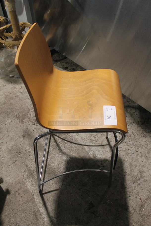 2 Wooden Bar Height Chairs w/ Metal Frame. 2 Times Your Bid! - Image 3 of 5