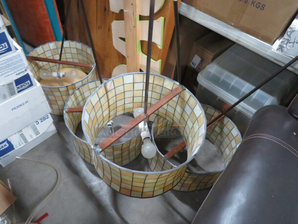 One Round Pendant Light Fixture. 18X64 - Image 2 of 2