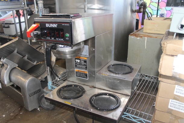 2012 Bunn CWTF15 Stainless Steel Commercial Countertop 3 Burner Coffee Machine w/ Hot Water Dispenser and Metal Brew Basket. 120 Volts, 1 Phase. - Image 2 of 7