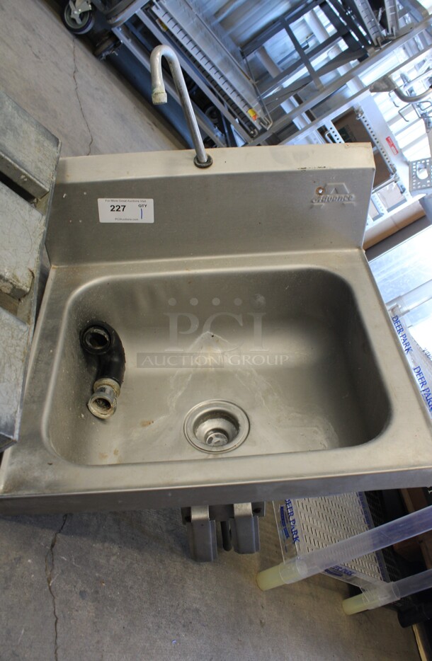 Stainless Steel Single Bay Sink w/ Faucet and Knee Pedals. 24.5x22x34