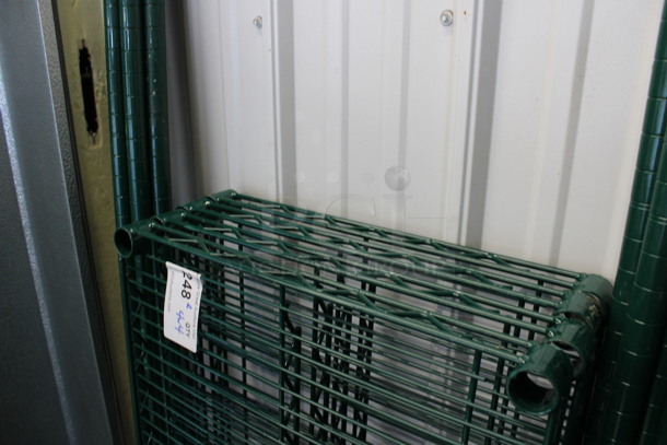 ALL ONE MONEY! Lot of 4 Green Finish Shelves and 4 Green Finish Poles! 60x18x1.5, 87" - Image 3 of 4