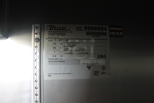 2016 True T-49F-HC Stainless Steel Commercial 2 Door Reach In Freezer w/ Poly Coated Racks on Commercial Casters. 115 Volts, 1 Phase. Tested and Working! - Image 6 of 6