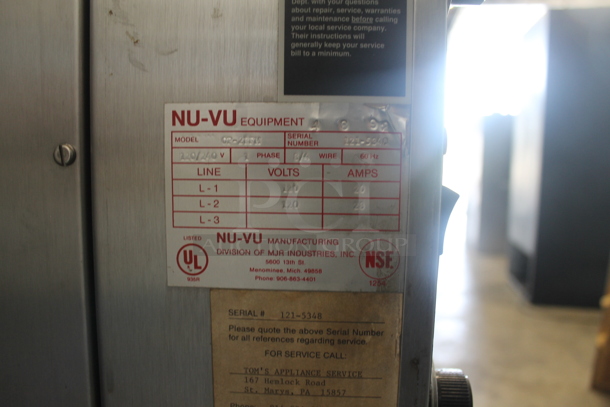Nu Vu OP-2FFM Stainless Steel Commercial Electric Powered Oven Proofer on Commercial Casters. 120/240 Volts, 1 Phase. - Image 8 of 8