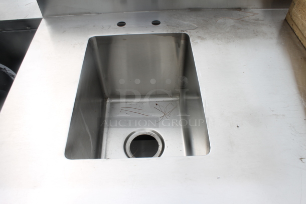 BRAND NEW SCRATCH AND DENT! Stainless Steel Commercial Tablet w/ Sink Basin, Back Splash and Under Shelf. Does Not Include Contents. Bay 11x15x11 - Image 4 of 4