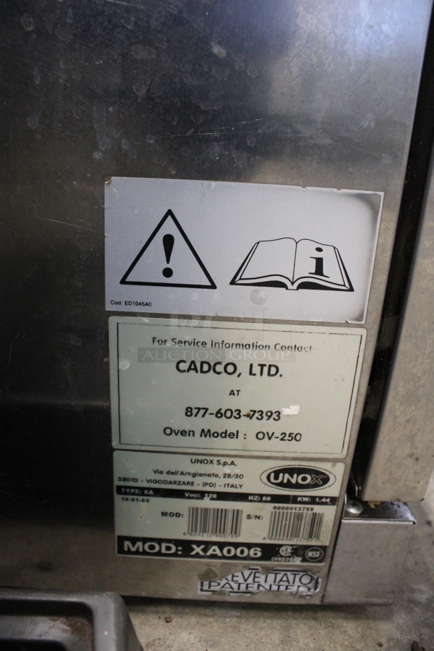 Cadco Unox Model XA006 Stainless Steel Commercial Countertop Electric Powered Convection Oven w/ View Through Door and Metal Oven Racks. 115 Volts, 1 Phase. 19x19x14 - Image 6 of 6
