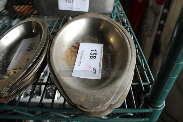 8 Various Metal Oval Single Serving Casserole Dishes. Includes 11x6.5x1.25. 8 Times Your Bid!