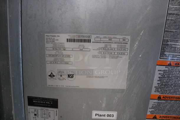 2021 Pitco Frialator Model 40D Stainless Steel Commercial Natural Gas Powered Floor Style Deep Fat Fryer w/ 2 Metal Fry Baskets. 107,000 BTU. 15.5x30x47 - Image 6 of 6