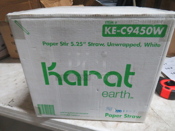 One NEW Case Of 5,000 Karat 5.25 White Straws. #KE-C9450W.