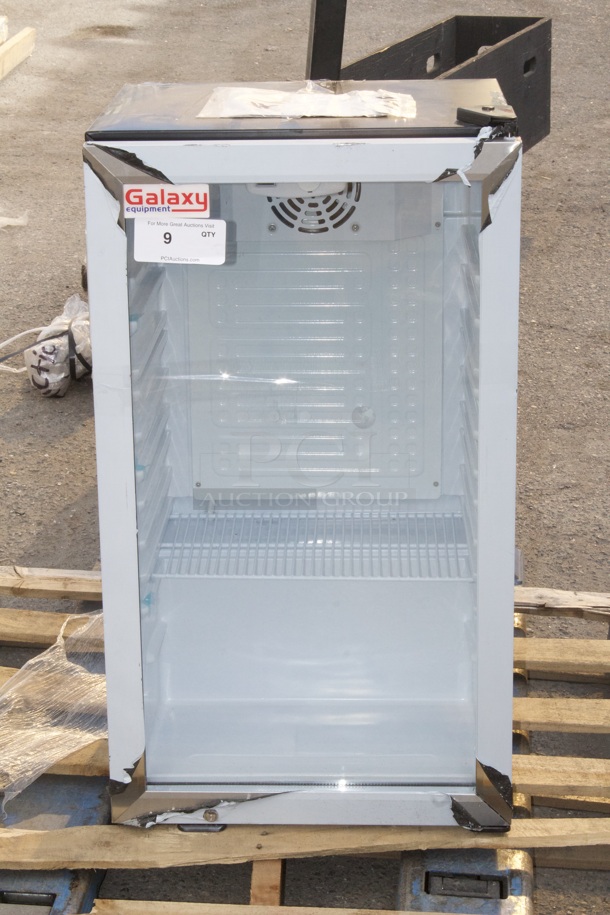 BRAND NEW SCRATCH & DENT! Galaxy CRG-4 Black Countertop Display Refrigerated Merchandiser - 3.5 cu ft. - hinges are broken and unit is dented - Image 3 of 4
