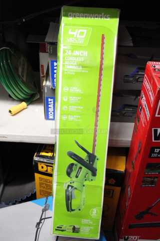 Greenworks 24" 40 Volt Battery Powered Hedge Trimmer. Includes Battery & Charger.