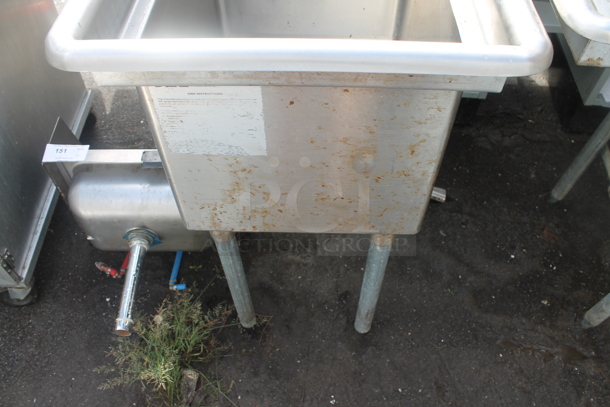 Duke Stainless Steel Commercial Single Bay Sink w/ Faucet and Handles. - Image 2 of 3