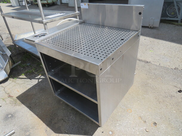 One Glas Tender Stainless Steel Under Bar Drain Table With 2 Under Shelves And Glass Washer. Model# DBGR-24. 31X24X37. - Image 3 of 3