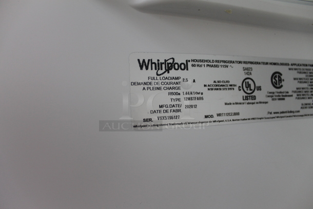 2012 Whirlpool WRT112CZJBOO Household Refrigerator With Top Freezer, Black. 115V, 1 Phase. Tested and Working! - Image 4 of 8
